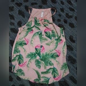 Gilligan & O'Malley Pink Tropical Halter Top sz XS